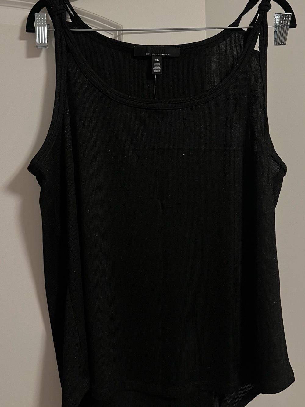 White House Black Market Black Tie-Shoulder Tank Top